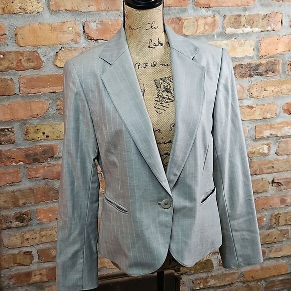 Lafayette 148 Pewter & baby blue pinstriped Blazer size 8 - Picture 2 of 10